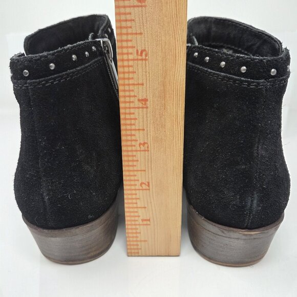 Lucky Brand Benna Booties Women's 8 Black Suede Boho Studded Zip Ankle Boots - Picture 6 of 9